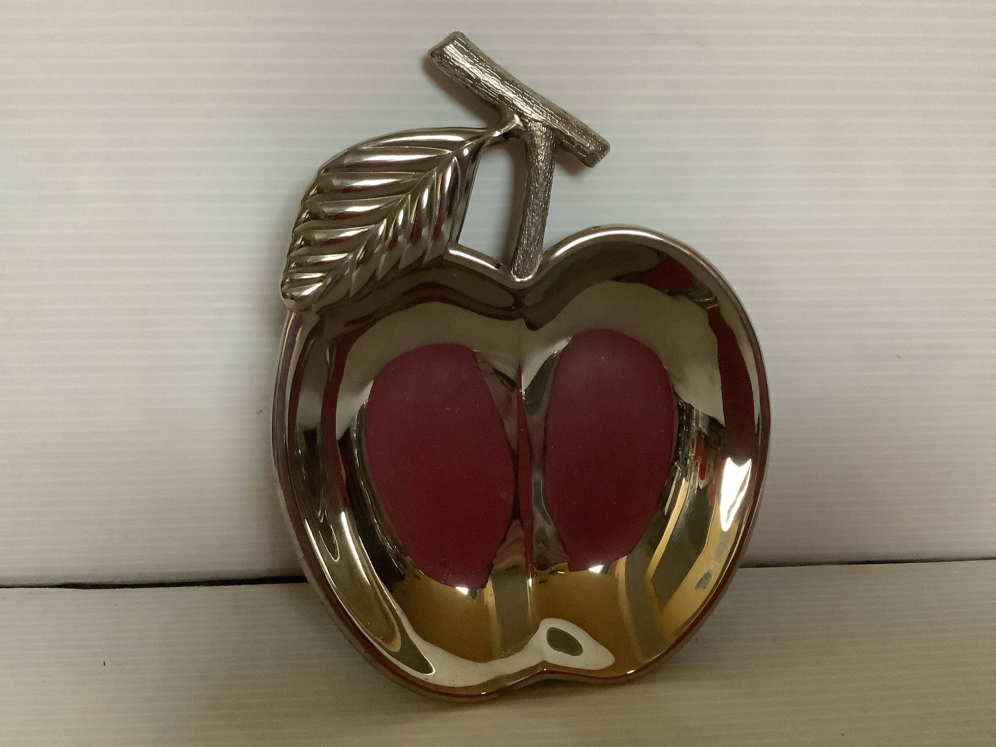 Silver apple trinket tray