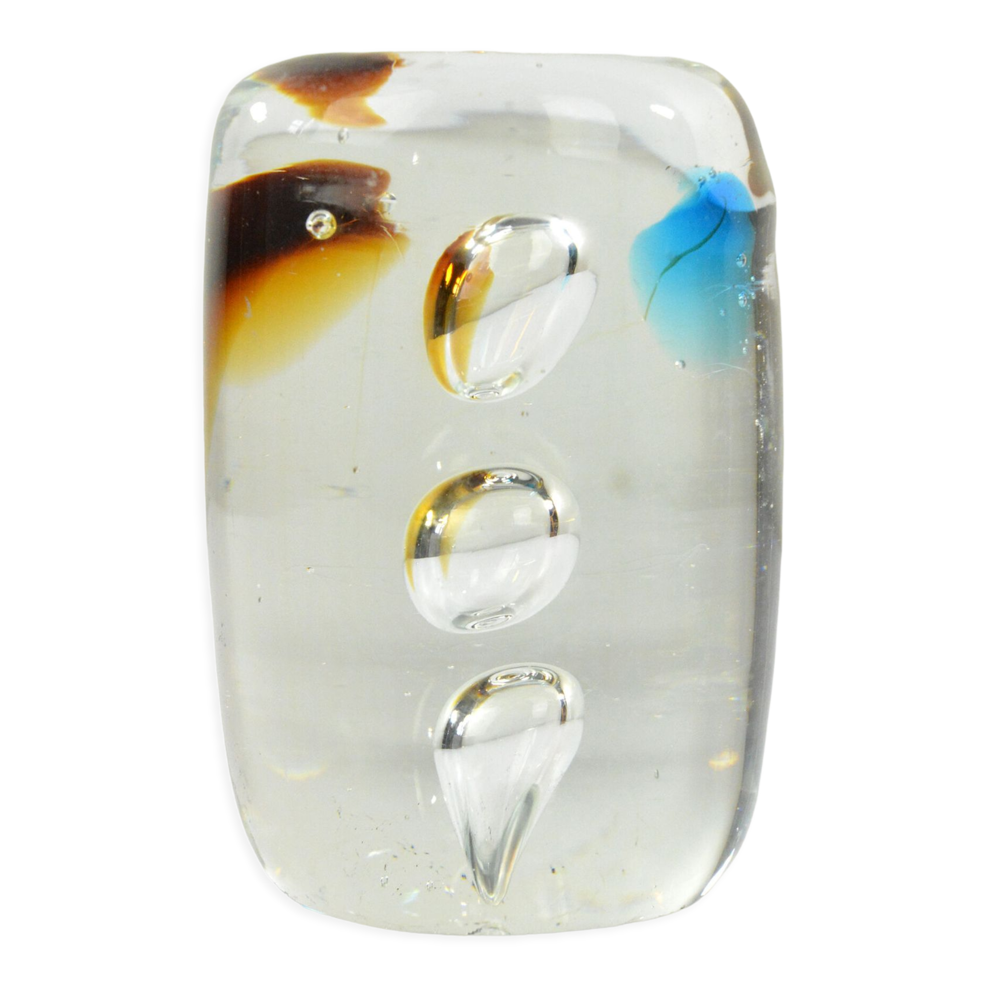 1980s glass paperweight Sklo Union Rosice, Czechoslovakia