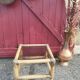 Small coffee or bedside table in rattan and vintage smoked glass