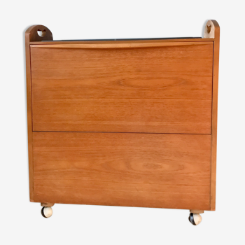 Mid century teak cocktail cabinet cart