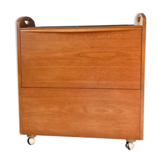 Mid century teak cocktail cabinet cart