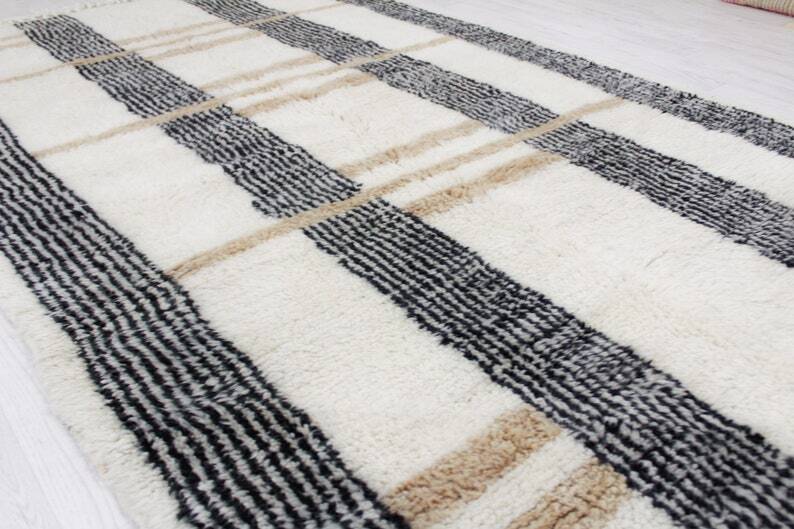 White Moroccan Rug - Modern Handwoven Living Room Rug 150/250cm