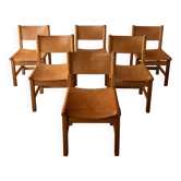 Chaises de salle à manger vintage Kotka Tomas Jelinek IKEA, en pin et cuir des années 1980, ensemble de 6.