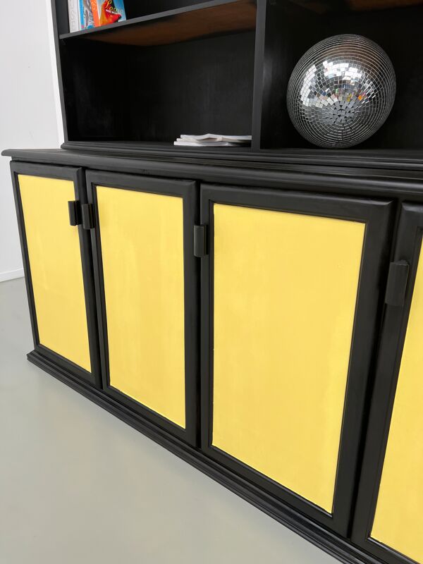 Buffet 2 corps, format XXL, ancien meuble d'école en bois