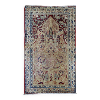 Handmade antique prayer Persian Kerman Lavar rug 90cm x 146cm 1880s
