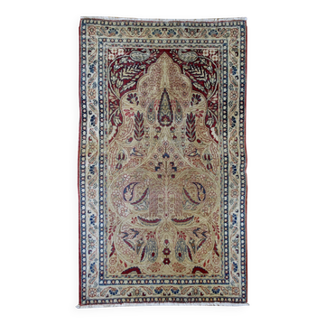 Handmade antique prayer Persian Kerman Lavar rug 90cm x 146cm 1880s