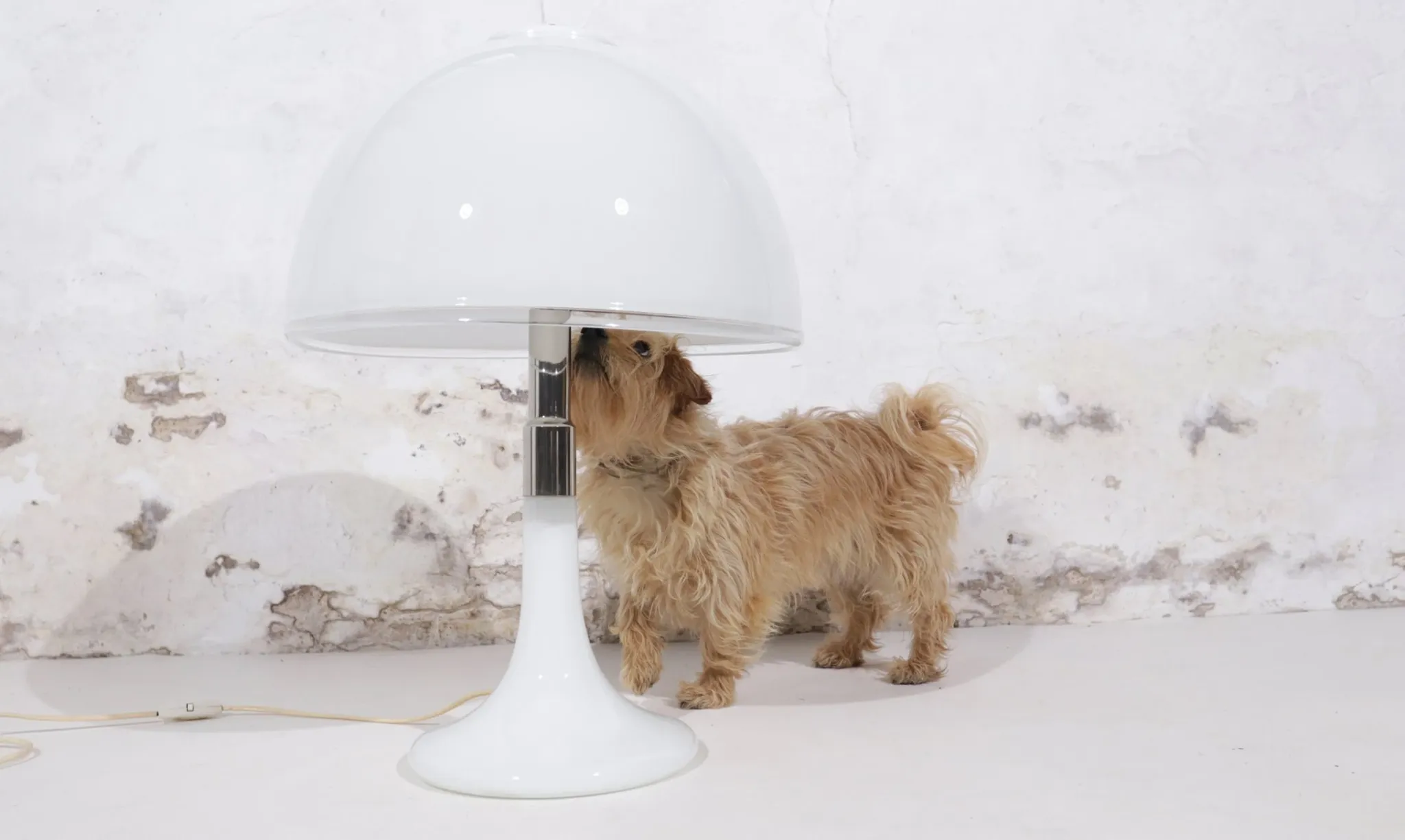 Mid-century Italian opaline white Murano table lamp
