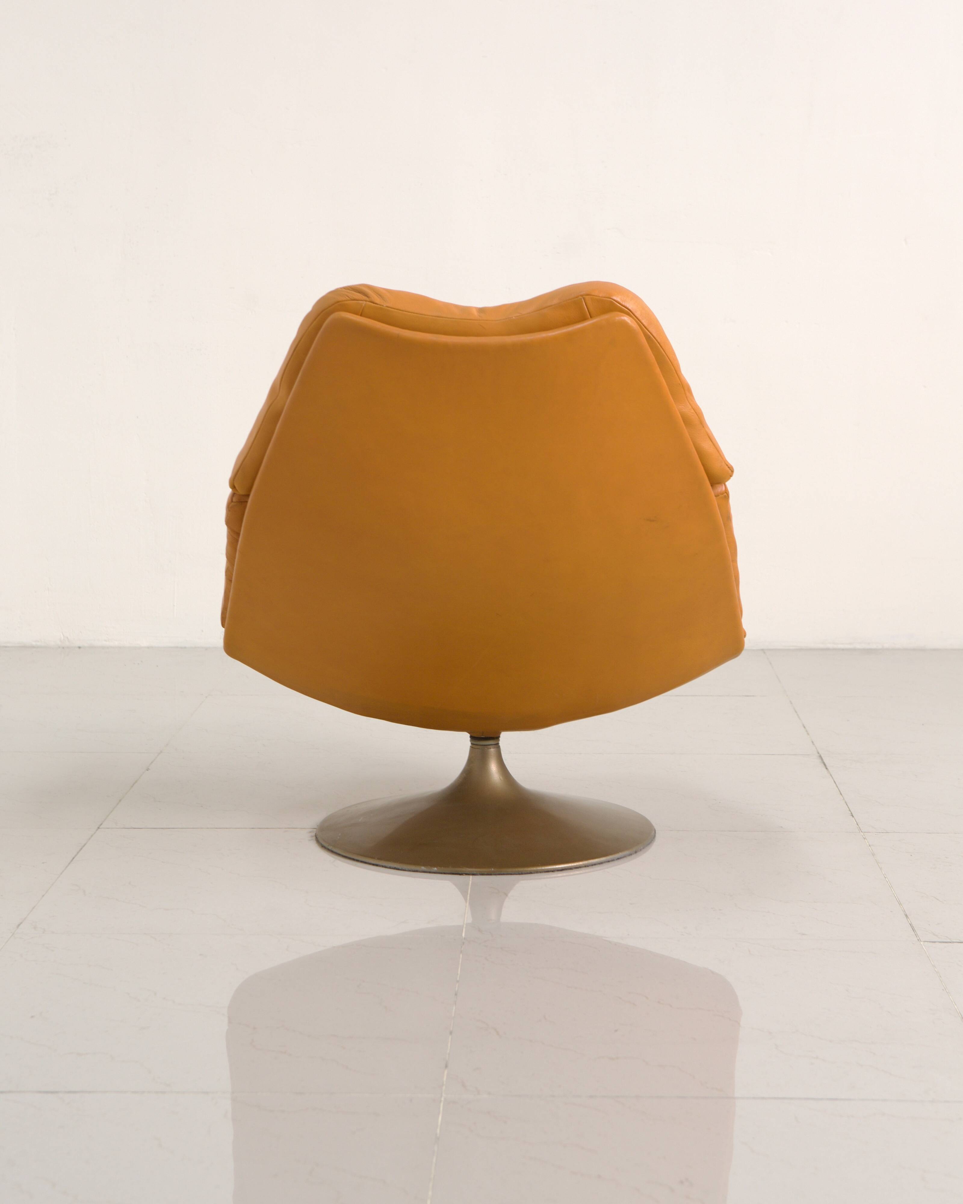 "F510" armchair in cognac leather by Geoffrey Harcourt for Artifort, 1960s