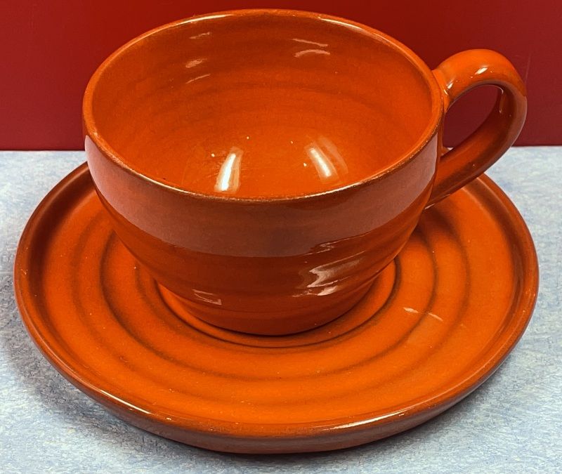 Details on Orange Tea (or Coffee) Service, Vintage 1970" Vallauris? signed B. Aoustin design