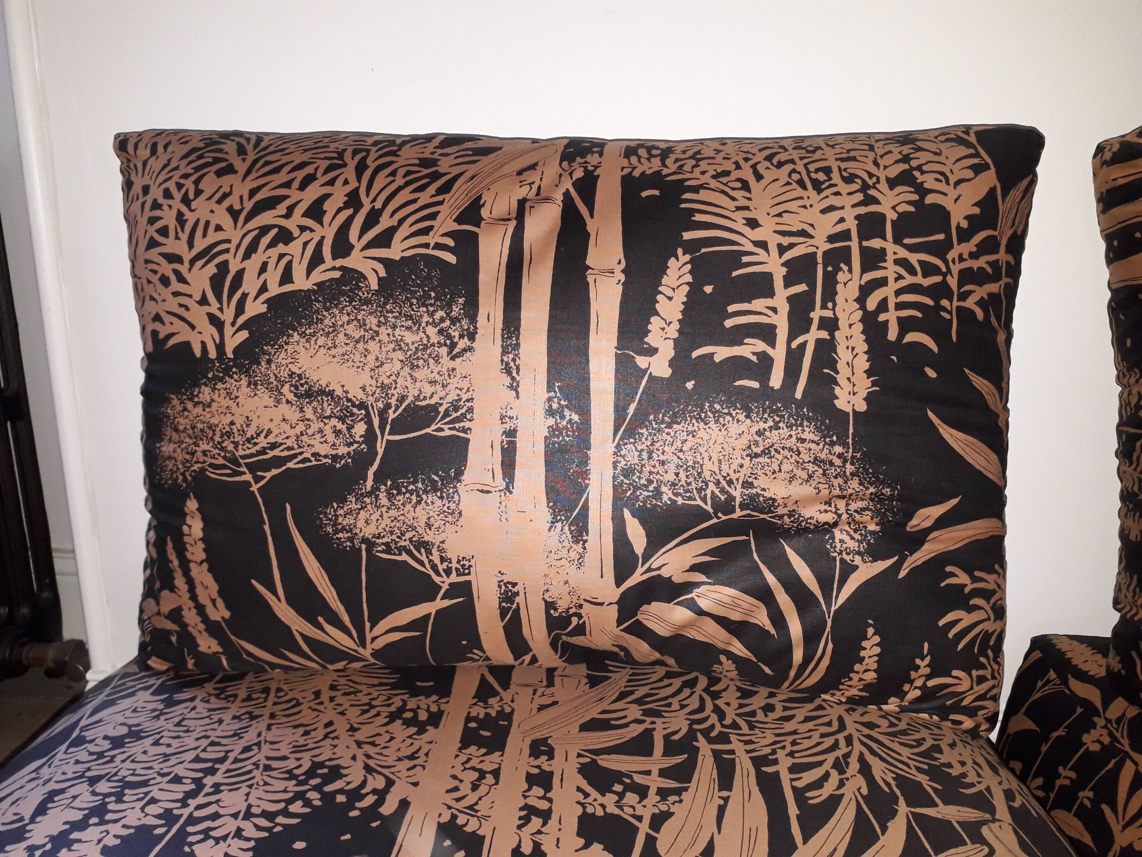 2 armchairs bamboo fabric