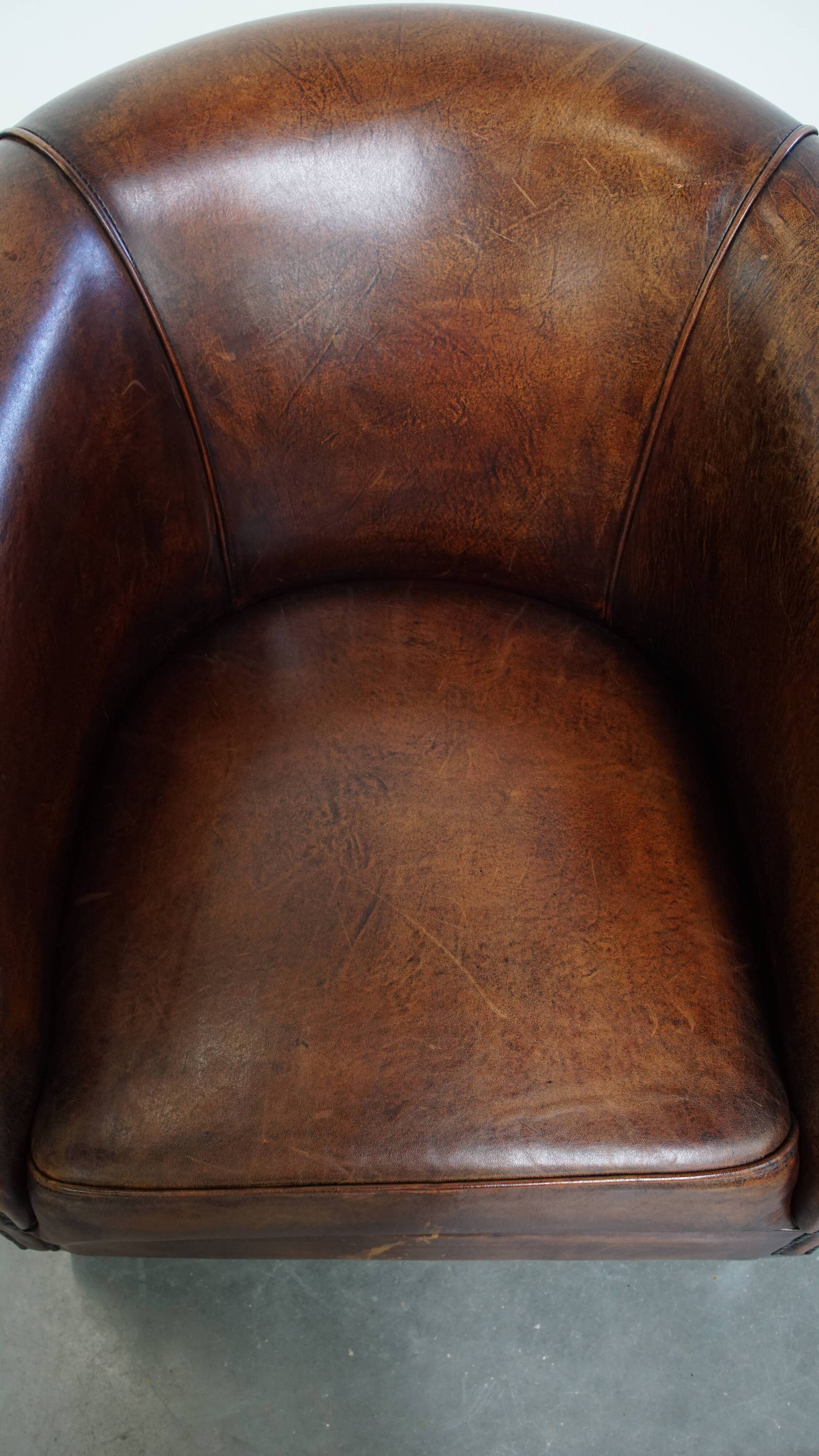 Club chair made of sheepskin leather