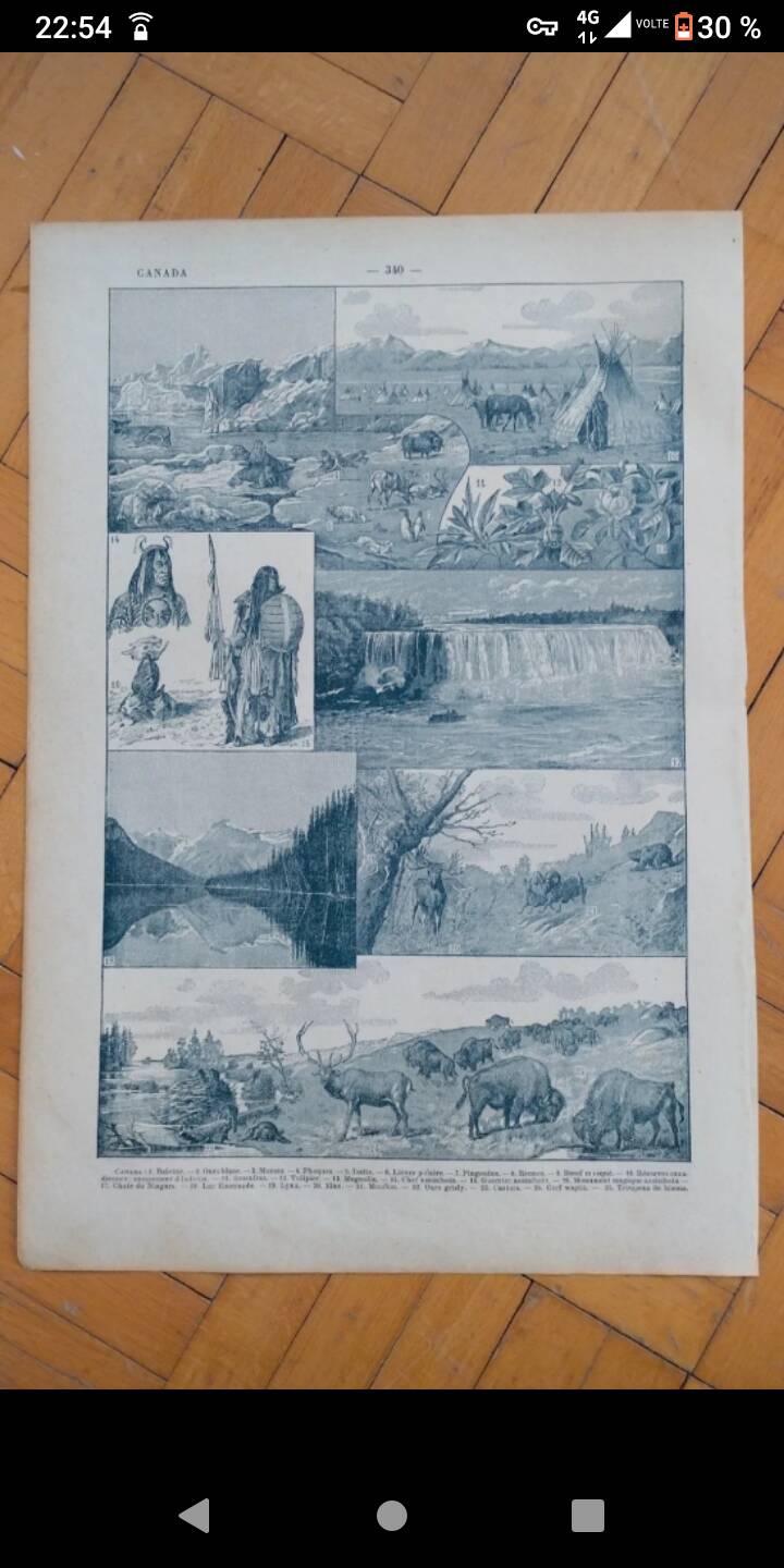 Map poster Canada Larousse encyclopedia board