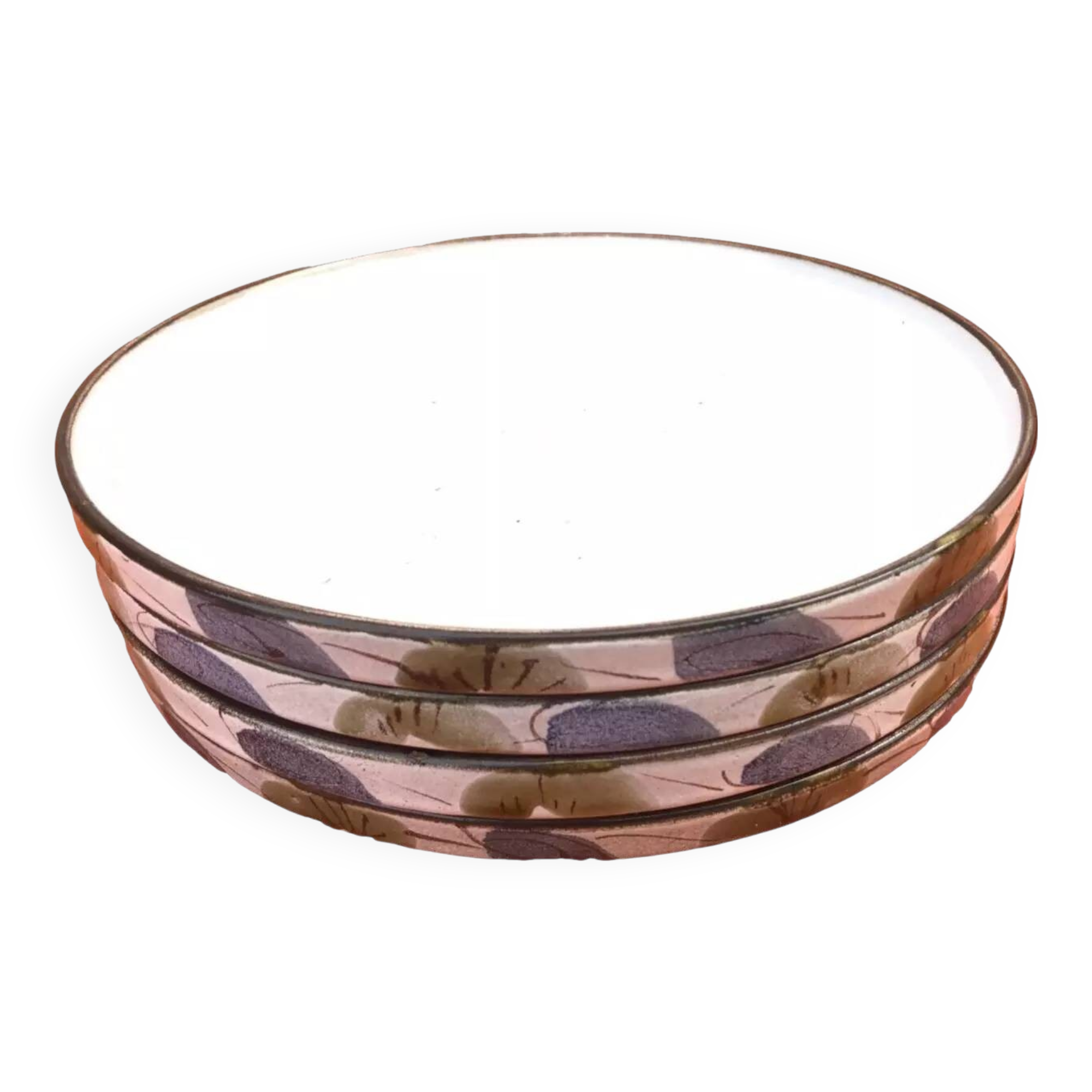4 Niderviller earthenware dinner plates from the "Prunes" collection