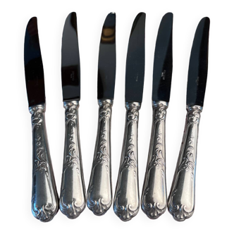 6 couteaux de table Ercuis en métal argenté