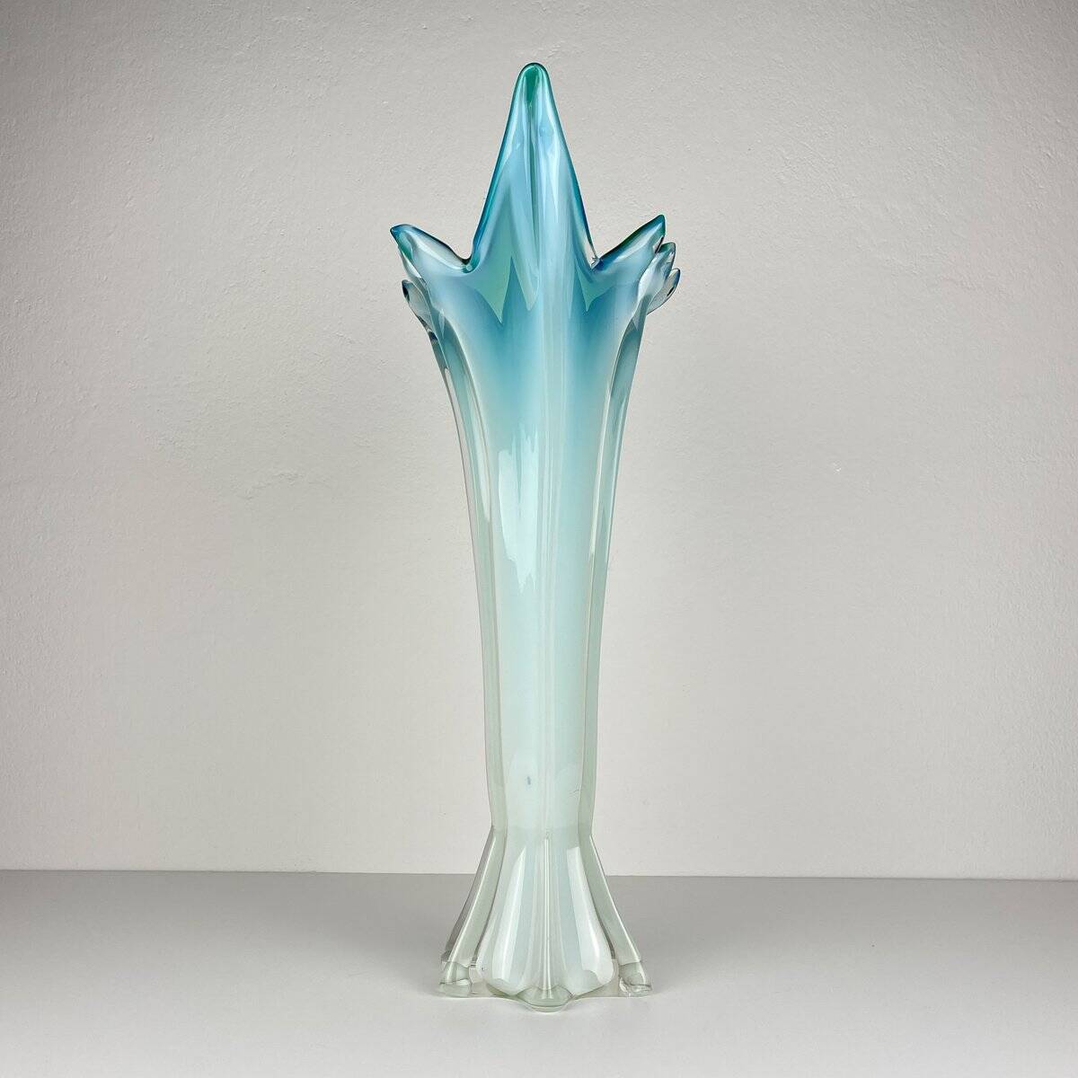 Vintage Murano Vase Grand Blue-Green, Italy, 1970s