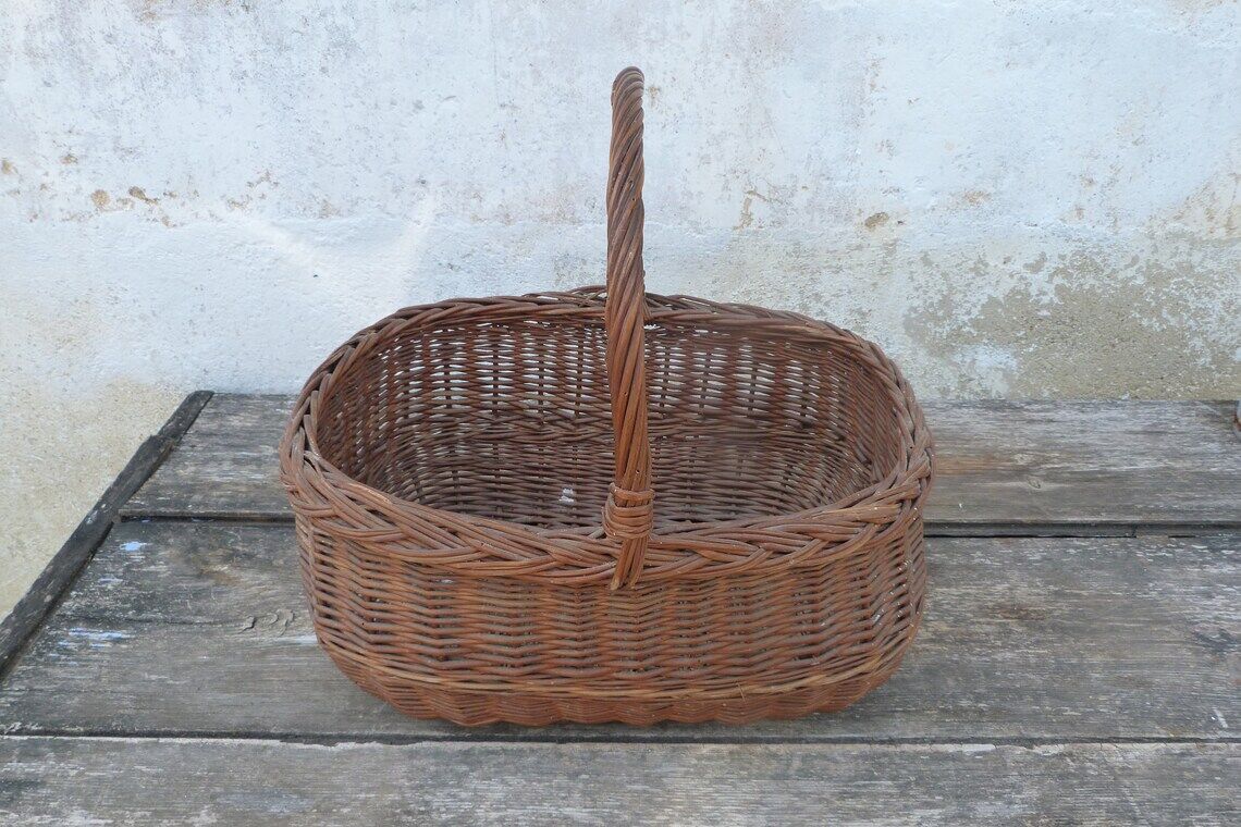 Old hand-woven wicker basket