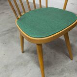 Baumann desk and chair, 1960s, Formica, wood and black, green seat