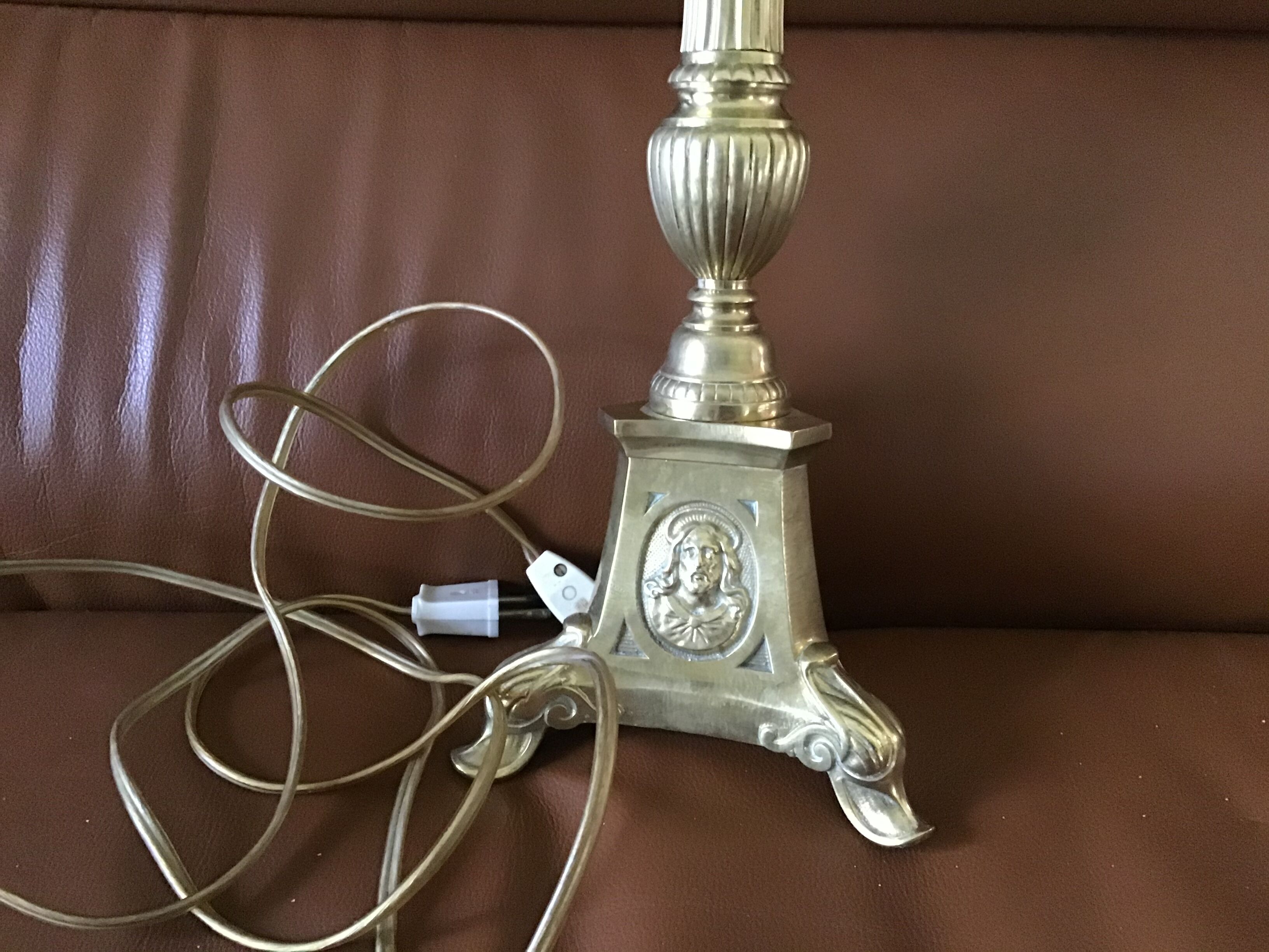 Candle spike mounted in lamp