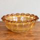 Large vintage iridescent amber glass bowl – Scalloped edge – Ø 23 cm