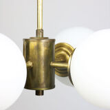 Mid-century Brass and Opaline Chandelier