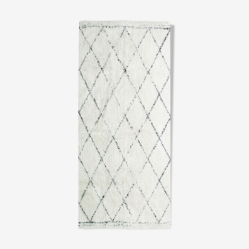 Berber carpet 80 x 180 cm white black diamond
