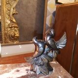 Art deco bedside lamp decorated with doves