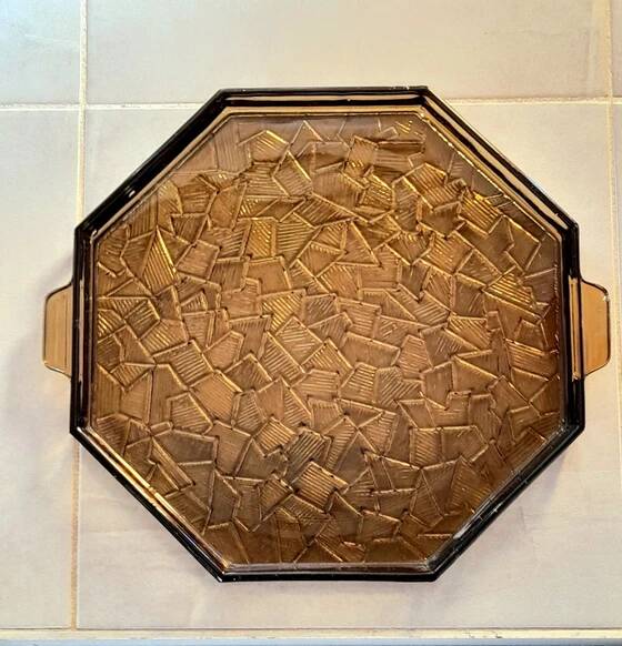 Smoked glass Art Deco tray