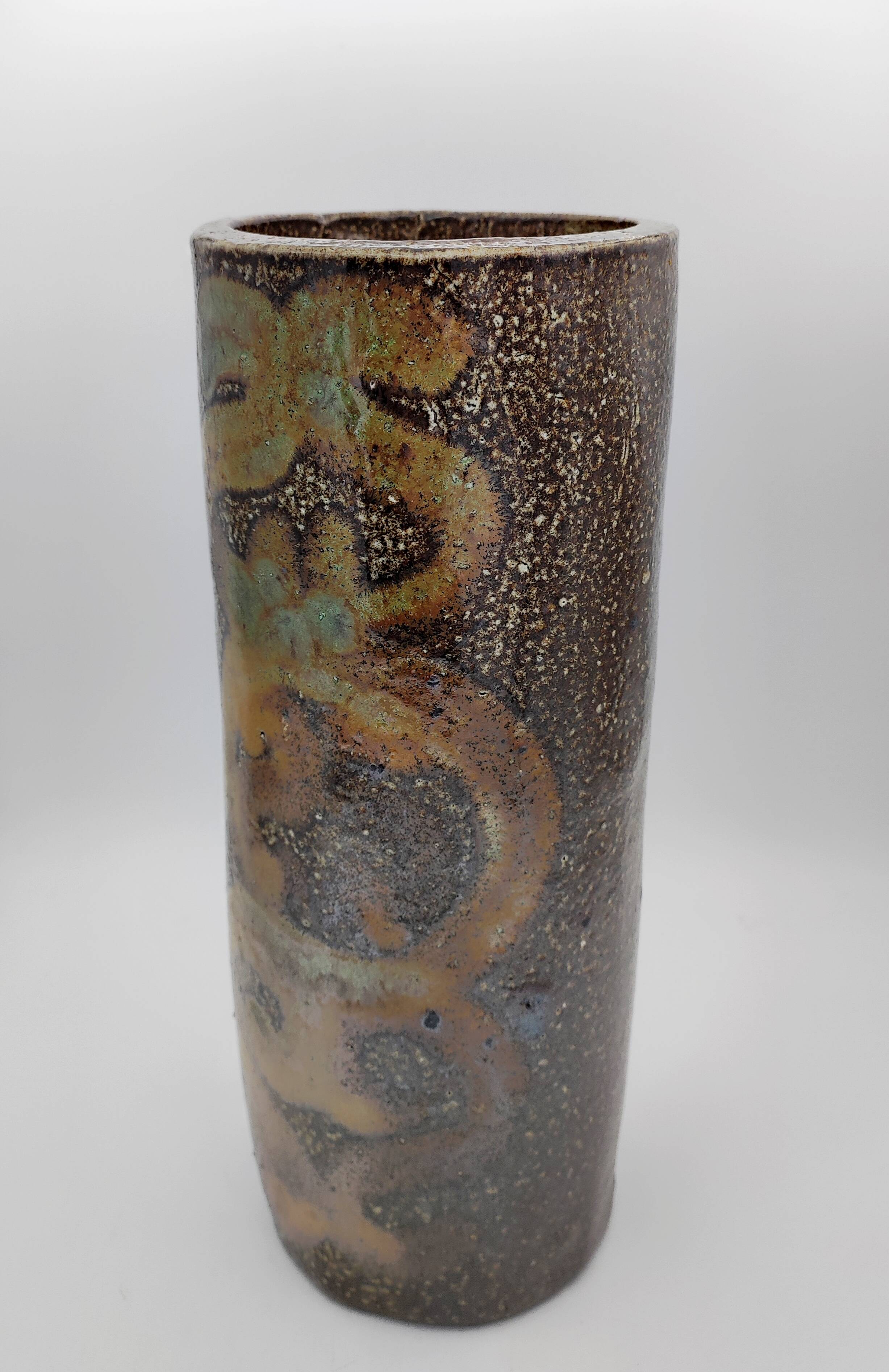 Vase tube en grès Jean Claude Monange