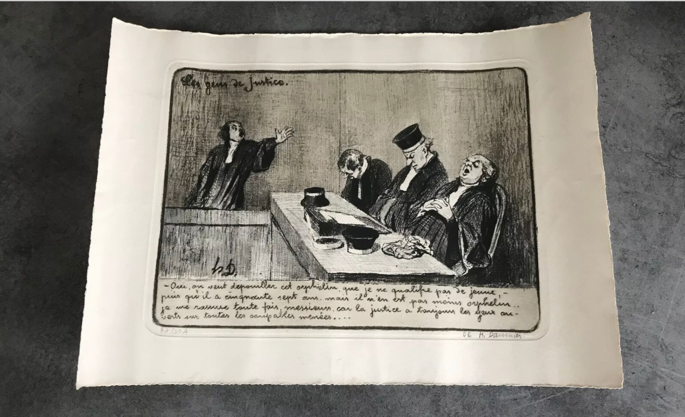 Ancient lithograph by honoré daumier h.d.  "the people of justice" n°84/500
