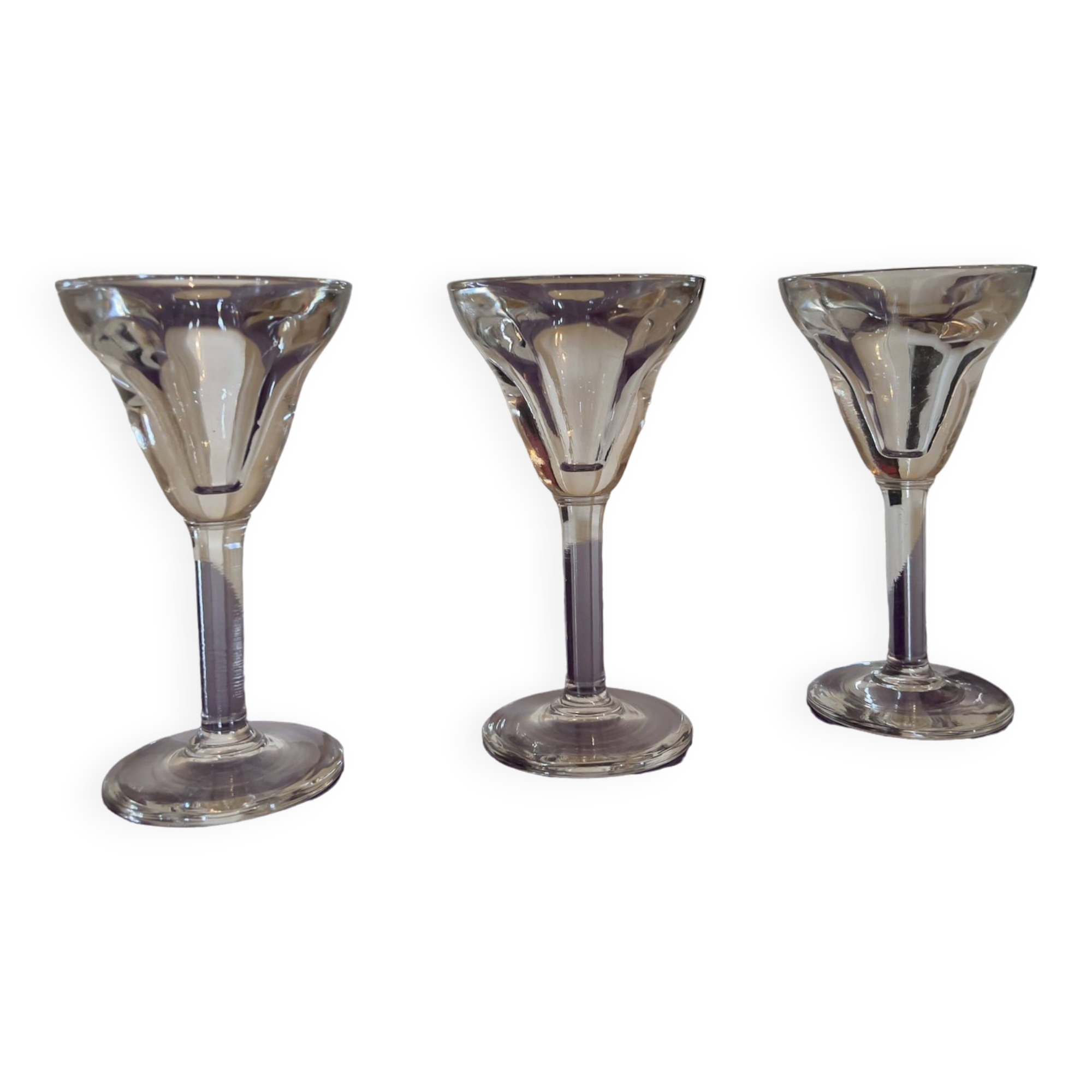 Set of 3 vintage bistro glasses in thick blown glass