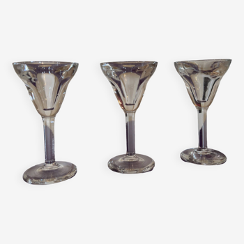 Set of 3 vintage bistro glasses in thick blown glass