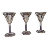 Set of 3 vintage bistro glasses in thick blown glass