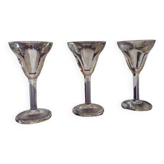 Set of 3 vintage bistro glasses in thick blown glass