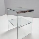 Tempered Glass and Steel Etagere by Gallotti & Radice with a Shelf