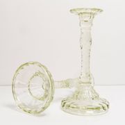 Set of two light green glass candlesticks from the mid-century, Europe, 1960s.