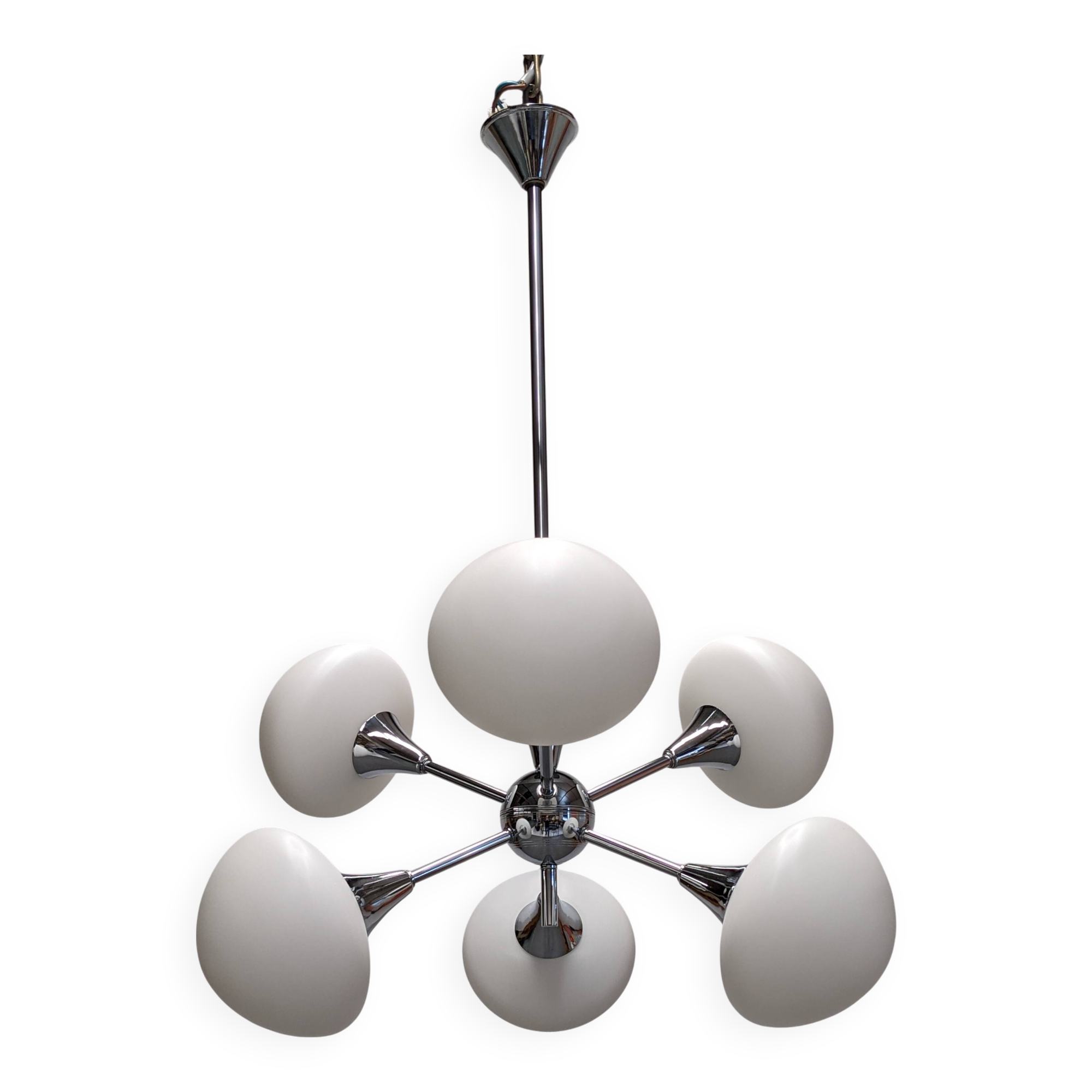 Space Age Sputnik chandelier with 6 lights, 50s-60s
