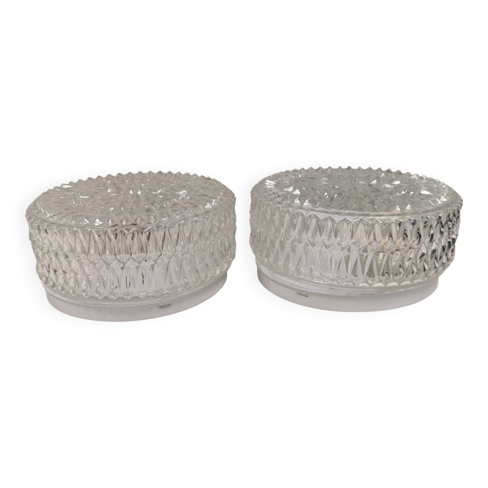 Two beautiful ceiling lights with crystal glass shades. Denmark 1980s