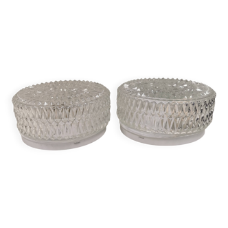 Two beautiful ceiling lights with crystal glass shades. Denmark 1980s