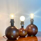 3 wooden ball lamp bases.