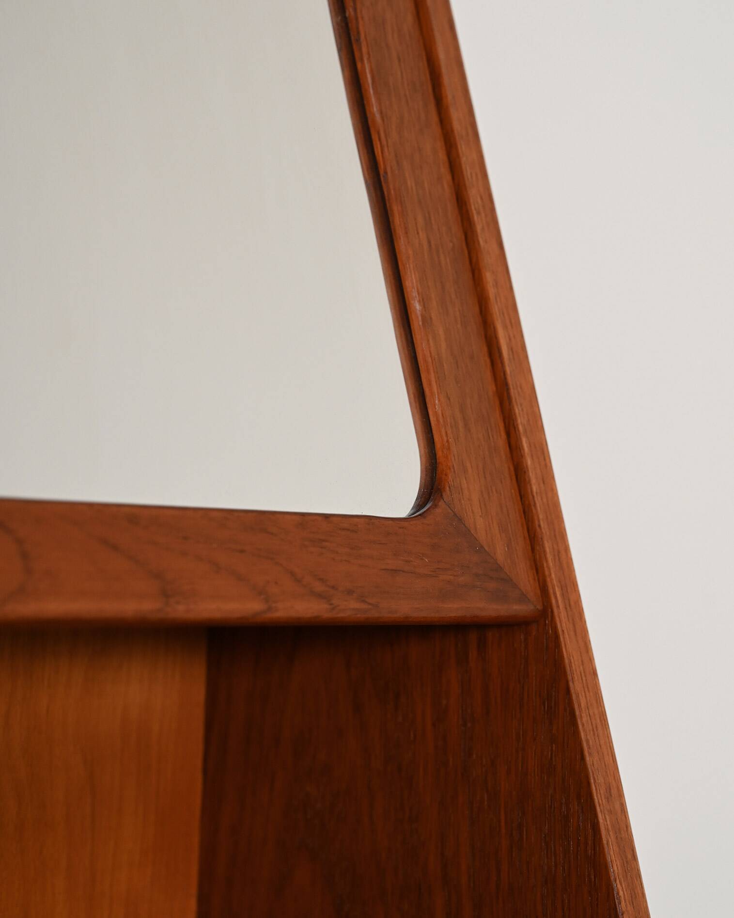 Scandinavian teak wall mirror with storage compartment, 1960s