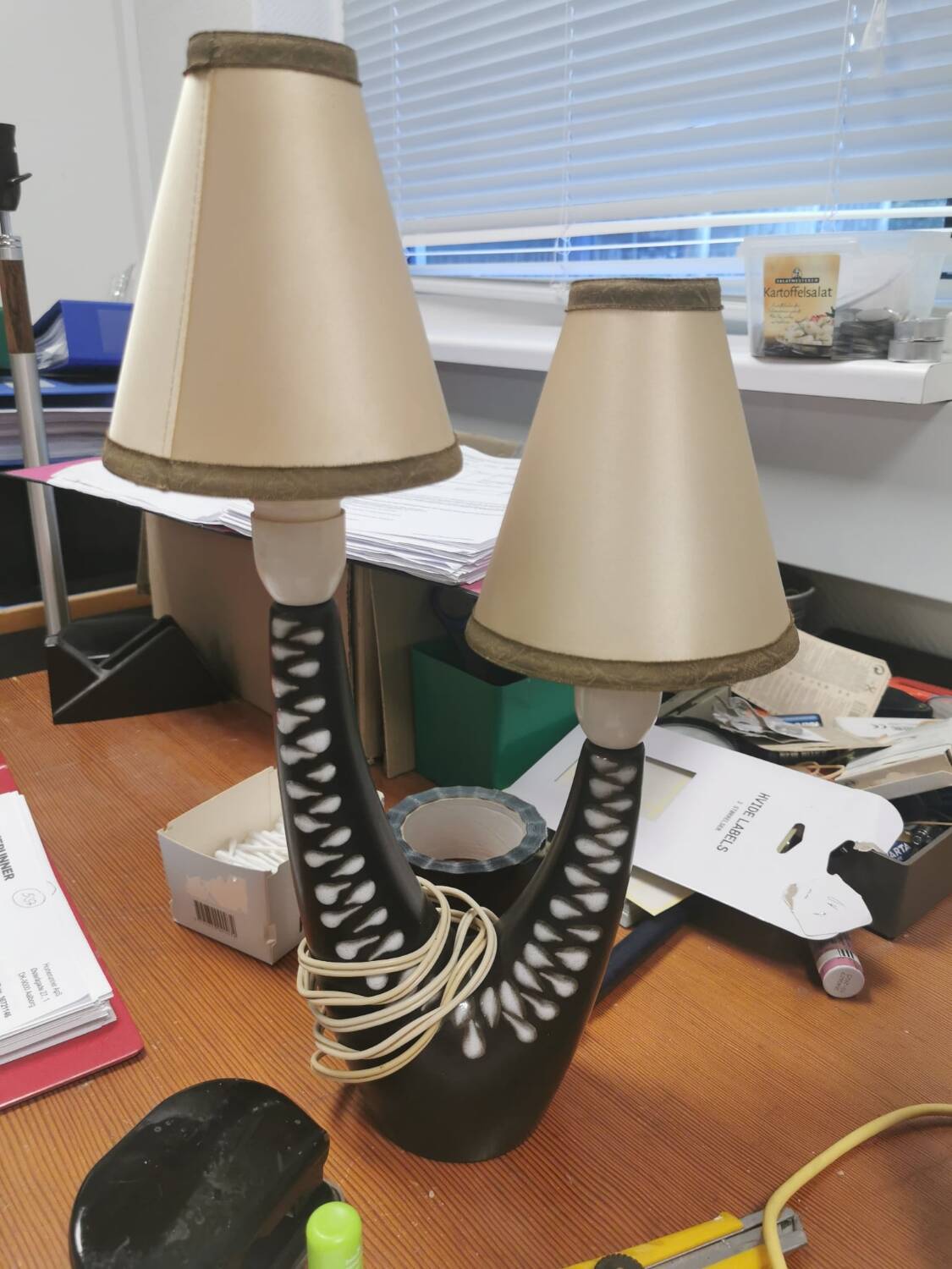 Table lamp with two light sources in the Burgundia series No. 977 for Søholm Ceramics Denmark