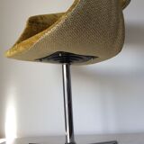 Siège pivotant vintage rénové velours jaune moutarde