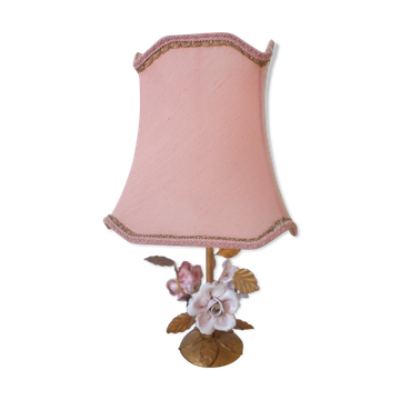 Golden lamp and pink lampshade