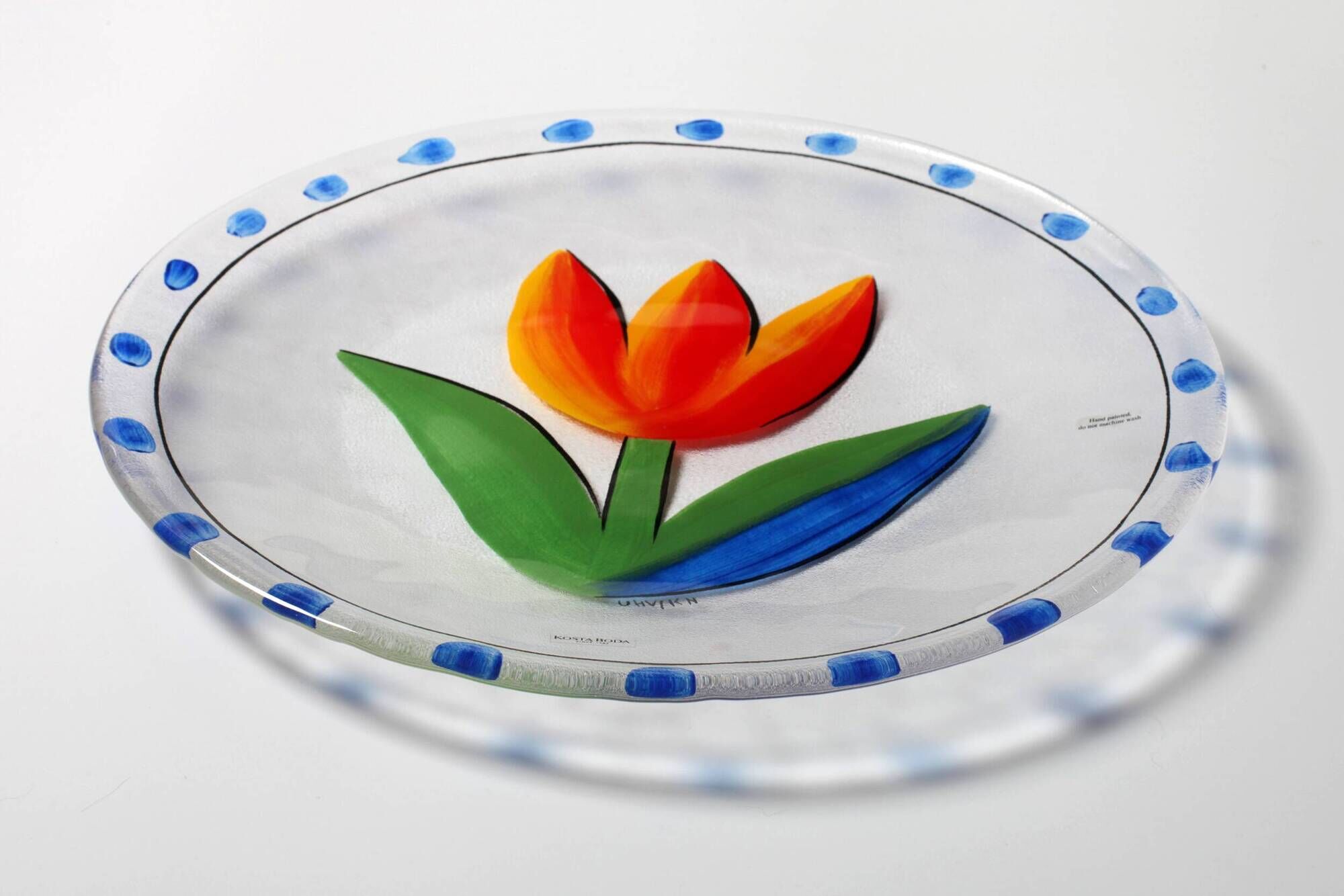 Vintage Kosta Boda Glass Plate: Ulrica Hydman Vallien Tulip Design