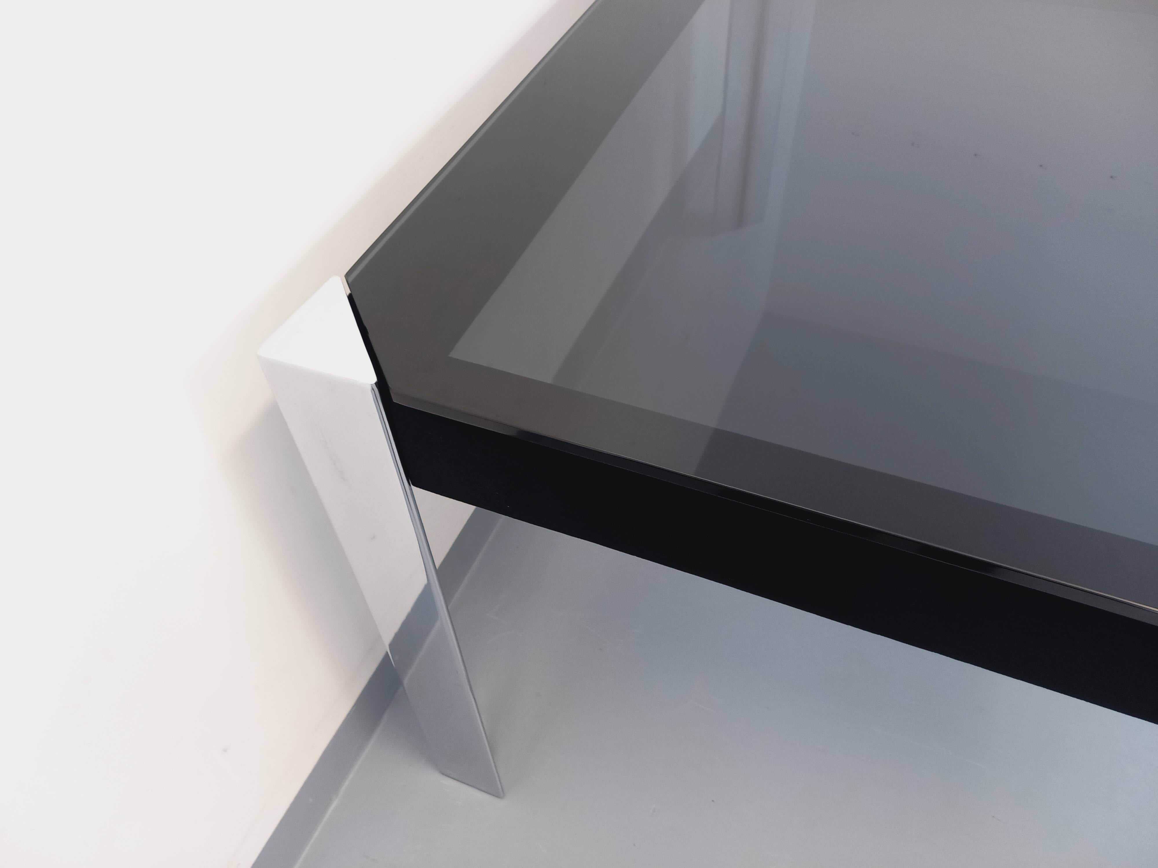 Vintage Italian square dining table by Faleschini for Mariani glass