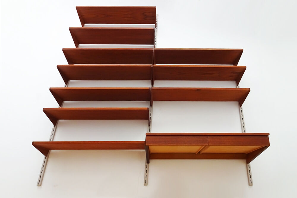 Kai Kristiansen Danish mid century compact floating teak wall unit and shelving set