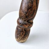 Rare Tabouret De Traite Ancien Tripode Bois Massif Sculpté Art Populaire