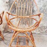 Pair of vintage rattan armchairs