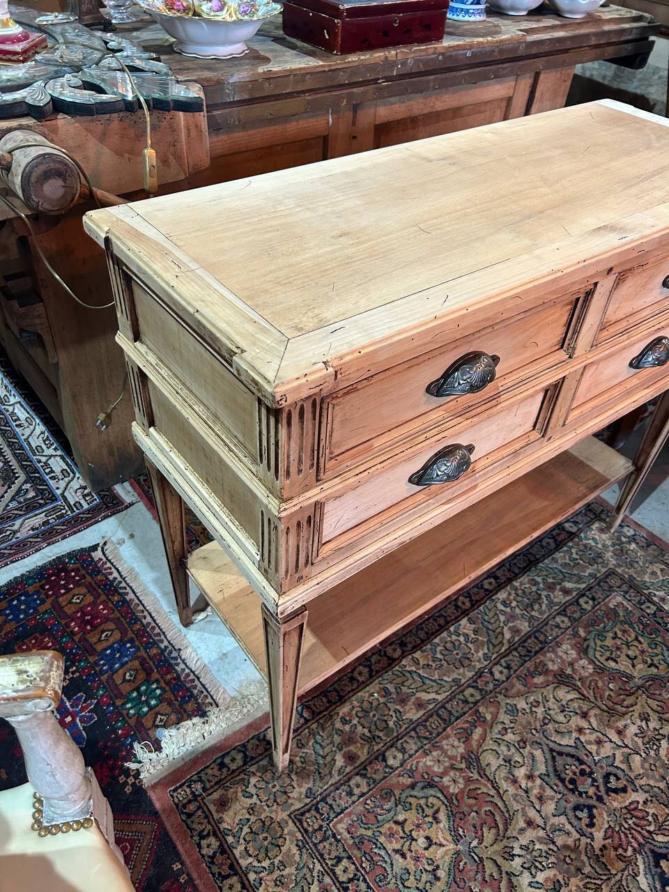 Louis XVI style console in pickled cherry