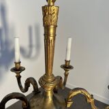 Important six-light chandelier in chiselled gilded bronze, Empire, 19th century